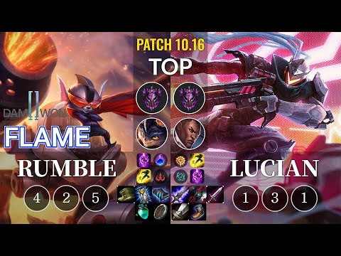 DWG Flame Rumble vs Lucian Top - KR Patch 10.16
