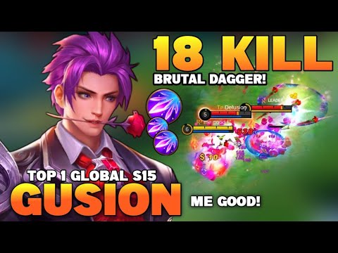Gusion 18KILLS Super Fast Hand, Brutal Dagger Damage | Top 1 Global Gusion Gameplay | MLBB✓