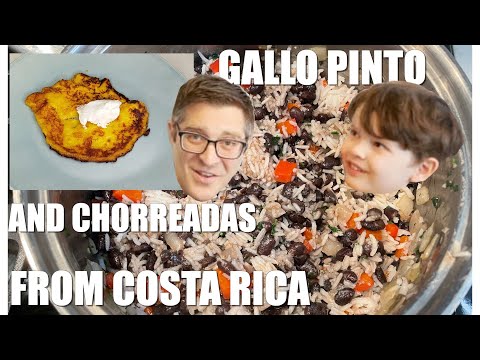How to cook GALLO PINTO and CHORREADAS Recipes From Costa Rica - Father and Son Cook the World