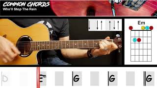 Who'll Stop The Rain - CCR | EASY GUITAR LESSON | Scrolling Chords & Lyrics
