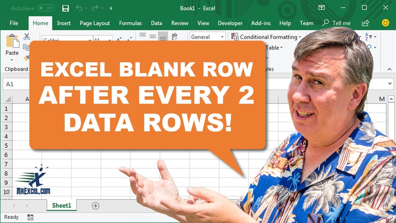 Excel Insert Blank Row After Every Two Data Rows #Shorts