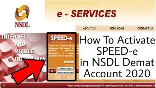 How To Activate SPEED-e in NSDL Demat Account 2020