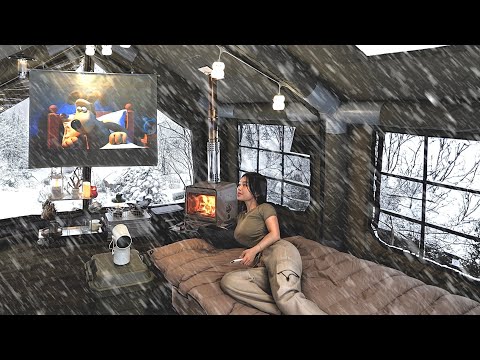 CAMPING BEI STARKEM SCHNEE . ❄️ EIN GROSSES AUFBLASBARES 2-ZIMMER-ZELT . CAMPING-ASMR .