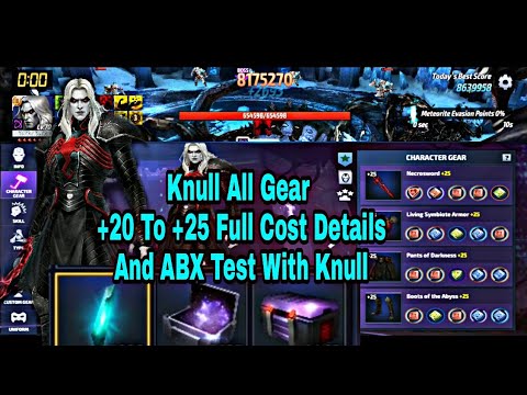 Knull Gear 20 to 25 Full Cost Details And ABX Test On Silence Season - Marvel Future Fight