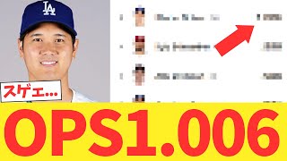 大谷翔平OPS1.006でOPSランキングとんでもないことにｗｗｗｗｗｗ