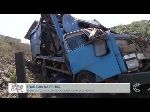 Tragédia na PR 562  tombamento de caminhão de carvão deixa dois mortos entre Clevelândia e Honó