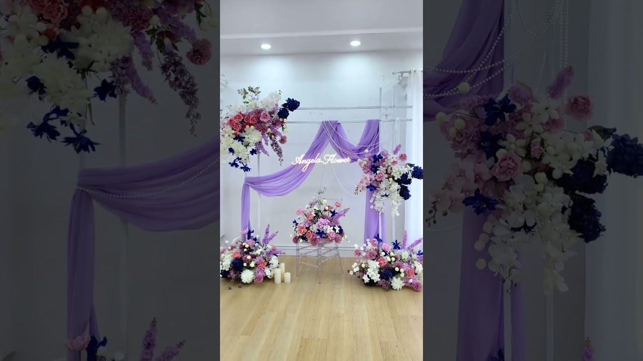 Purple Lavender Hang Flower Row Decor Wedding Reception Backdrop #diy #wedding #table #flower #stage