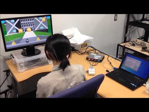 Playing a Video Game using Eye Movements and Two Temporal EEG Sensors