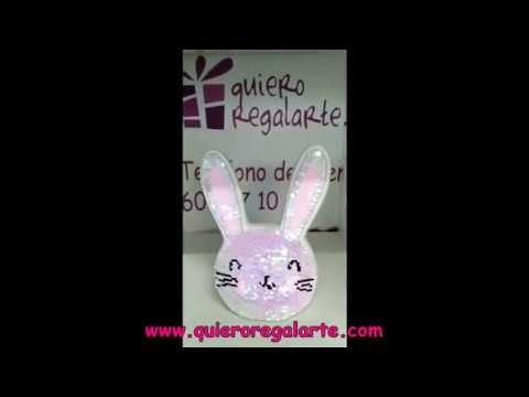 Hucha conejo con lentejuelas. Regalos originales quieroregalarte
