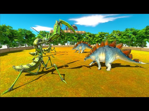 3x GIANT PRAYING MANTIS vs 3x EVERY DINOSAURS