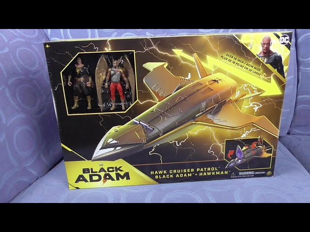Vídeo relacionado con DC Comics, Hawk Cruiser Patrol, Incluye Figuras de acción de Black Adam y Hawkman, más de 40 cm de Ancho, Primera edición, Juguetes para niños de superhéroes, para niños y niñas a Partir de 4 años