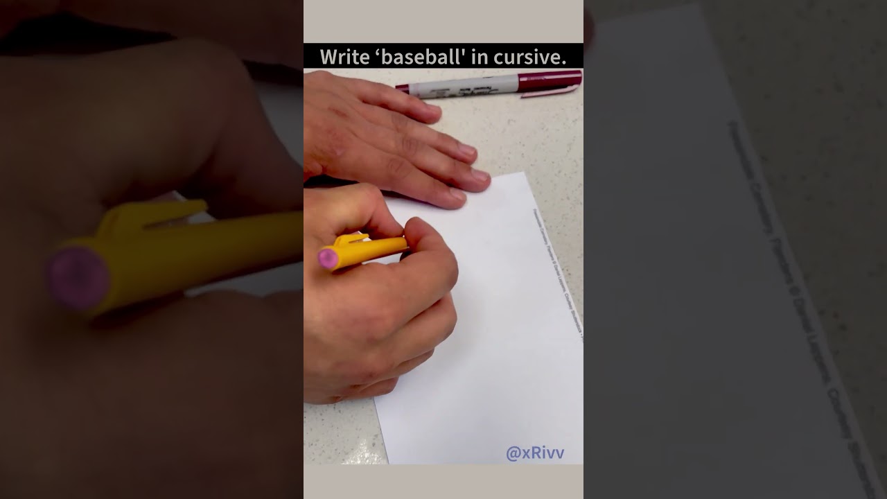 Write ‘baseball’ in cursive.  #Cursive #LostArt #Baseball  ​⁠#RiverSmith #xRivv   #Under25