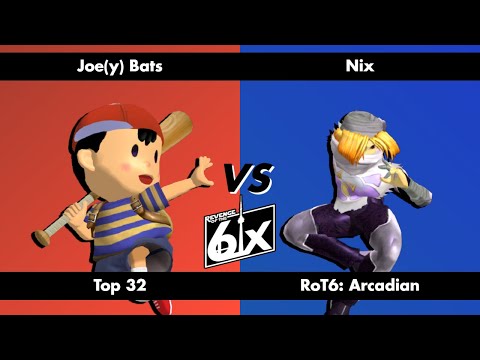ROT6 Arcadian Top 32 - Joe(y) Bats (Ness) vs Nix (Sheik) Melee Singles