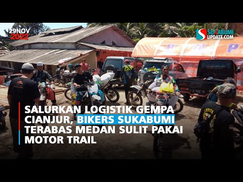 Salurkan Logistik Gempa Cianjur, Bikers Sukabumi Terabas Medan Sulit Pakai Motor Trail