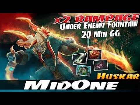 MidOne [Huskar] x2 RAMPAGE Under Enemy Fountain 20 Min GG - Dota 2 Patch 7.01
