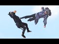 Kung Fu Master Beats The Man In Black With Foshan Shadowless Kick Kungfu