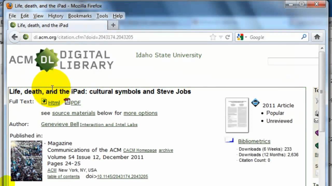 ISU Library Tutorial: Find it @ ISU Button - Full Text, Library Services, and More