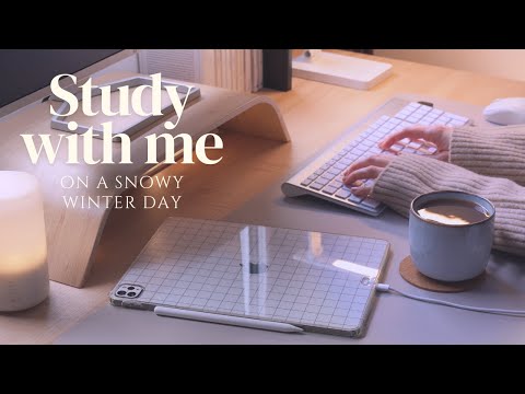 3-HOUR STUDY WITH ME 🌨️ Snowy Winter Day | ⌨️ Keyboard Sounds | No Music | Pomodoro 50/10