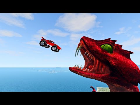 Beamng Drive - Cars Jump into Scary Snake - Fun Stunts Jumps Crash Compilation