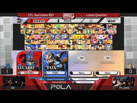 CFL Smackdown 160 WiiU - Day (Lucario) vs Pellonian (Fox) - Losers Quarters