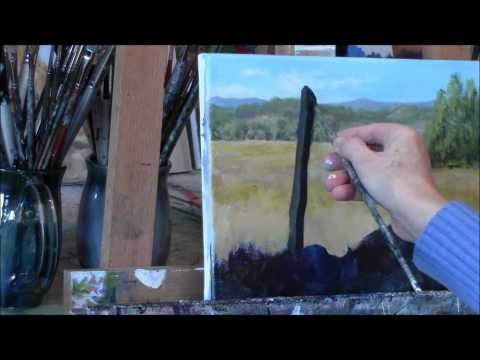 Summer Daisies Country Acrylic Landscape Painting Demo "Summer Daydream" Part 1
