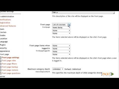 Moodle Course Development Tutorial Setting Up the Front Page | packtpub com