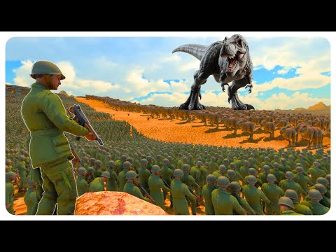 100,000 T-REX vs 200,000 WW2 SOLDIERS!! #uebs2 #deadlybattle