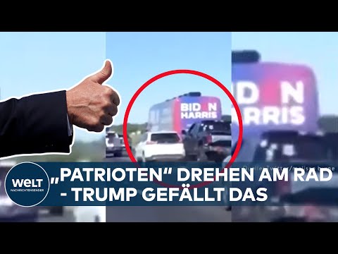 US-WAHL 2020: TRUMPS "Patrioten" bedrängen Wahlkampf-Bus von Joe Biden