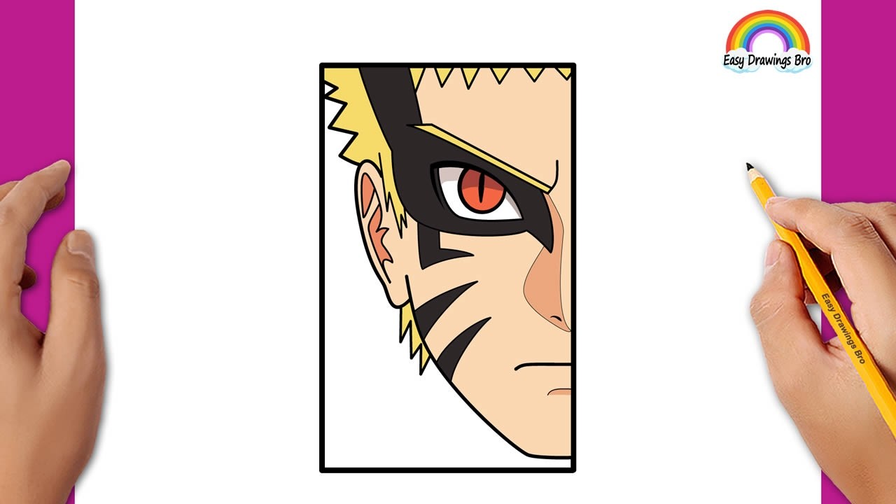 How to draw Naruto Bayron mode half face 👁️ | Naruto Drawing | Step by Step