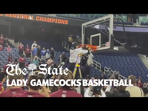 Dawn Staley Cuts Down Net After NCAA Regional Championship