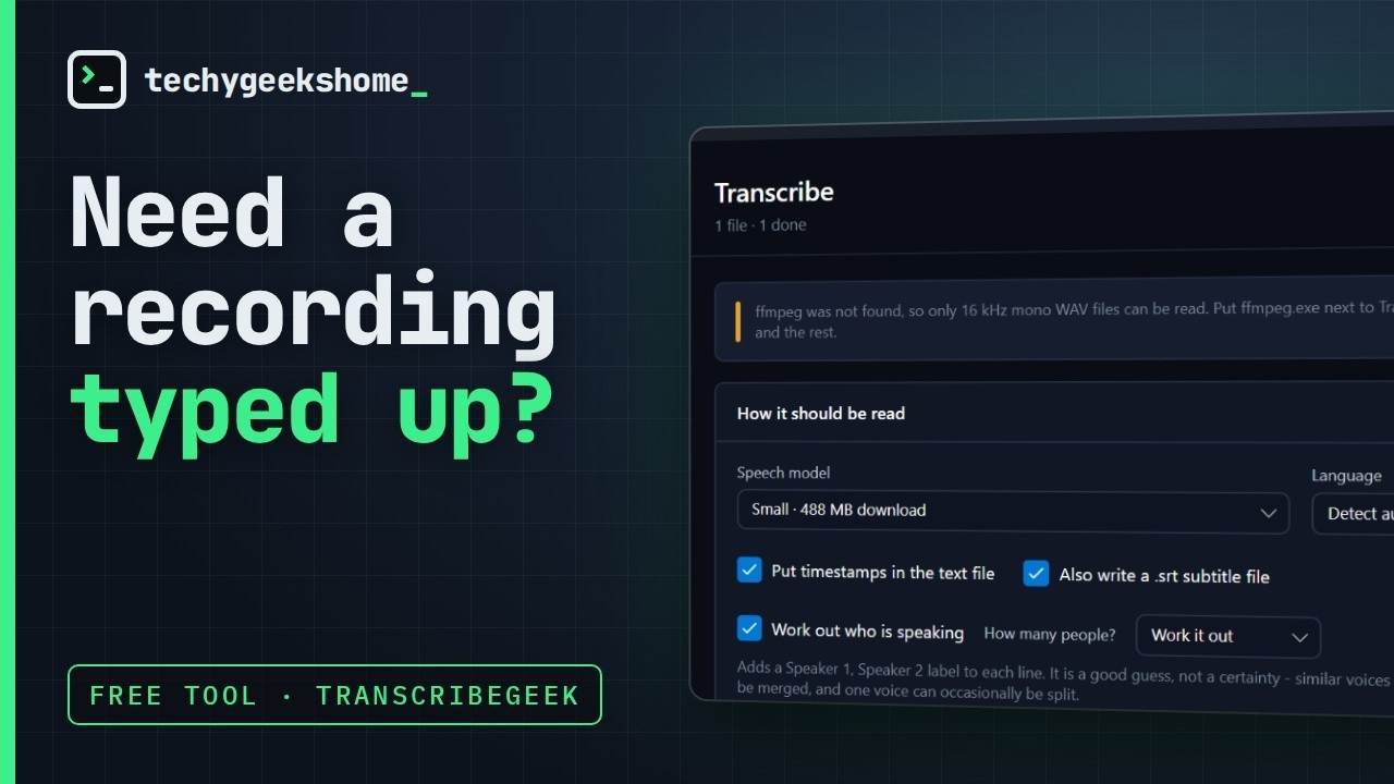 TranscribeGeek demo video