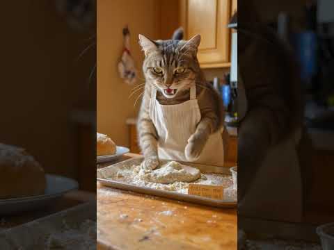 When your cat decides to help in the kitchen! 😂 Cute & funny Indian cat moment 🇮🇳#foryou #make bread