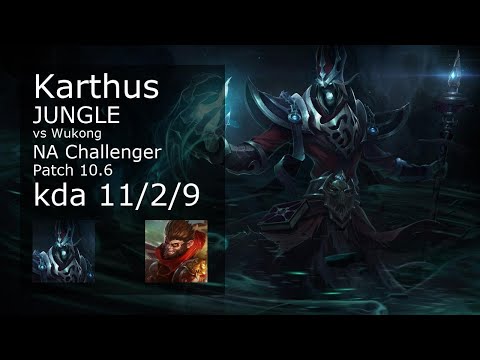 Karthus Jungle vs Wukong - NA Challenger 11/2/9 Patch 10.6 Gameplay