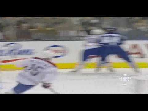 REPLAY Grabovski hits Markov - Leafs Habs April 4 2009 Toronto Montreal