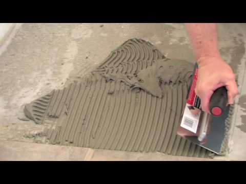 Installing ceramic tile on concrete using thinset mortar