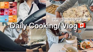 【カナダ暮らしと家庭料理🇨🇦】シナモンロールとラングドシャサンドクッキー🍪タコライス/マクドナルドのサマードリンク🥤猫ちゃん癒し🐈