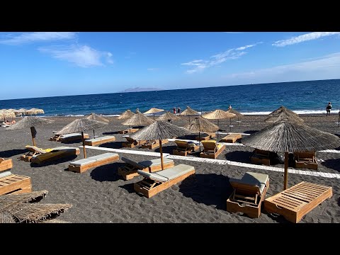 KAMARI BEACH  | WALKING TOUR IN KAMARI SANTORINI GREECE 🇬🇷