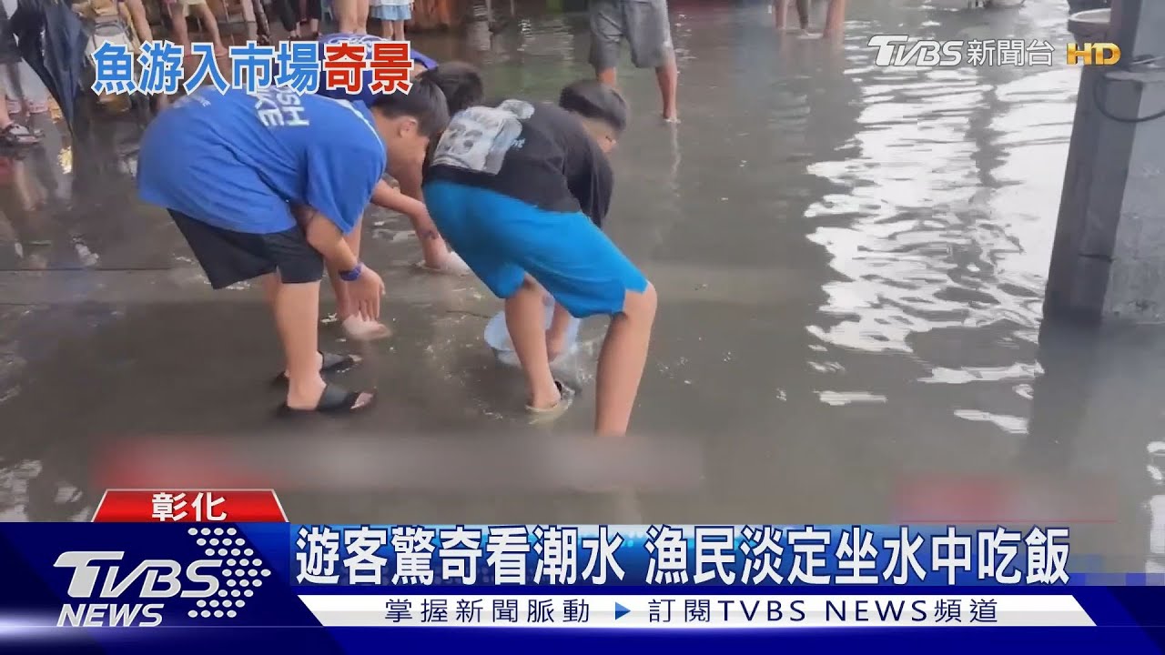 「現撈仔」塭仔港再度淹水 魚市場內抓小魚