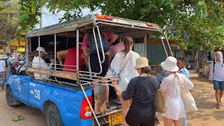 Riding the Thailand Baht Bus (Songthaew) on Koh Larn Tropical Island to Tien Beach