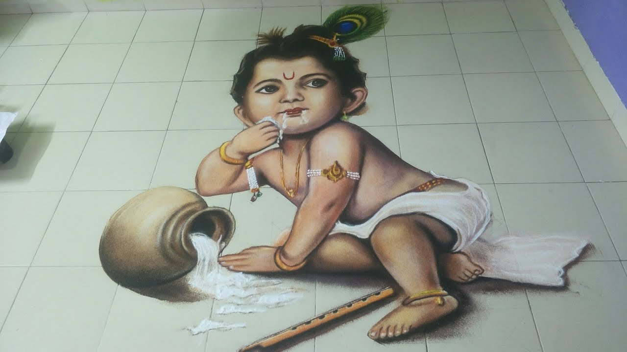 Shree krishna 3d rangoli for janmashthmi Festival