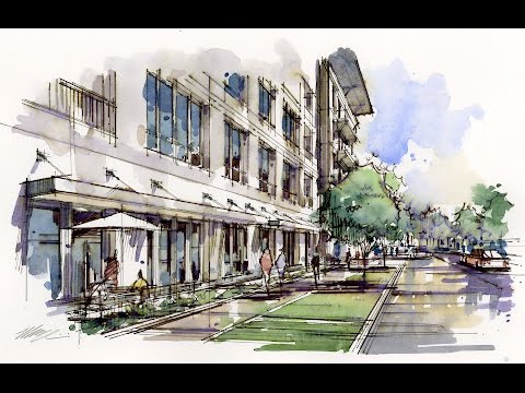 Tutorial - Hand Rendering, Architecture, 140922 Marquis in Downer's Grove, IL, Street View