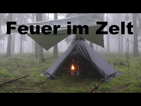 Forest overnight stay in fog and rain/Hobo fire in the tent/Bushcraft