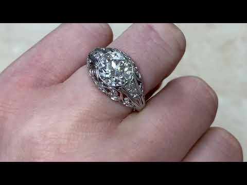 Art Deco Era 2.41ct Center Old European Cut Diamond Engagement Ring - Athens Ring - Hand Video