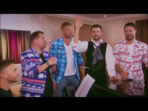 FUNNY! James Corden and Gary Barlow sing along on A League of Their Own   Christmas Special 2016