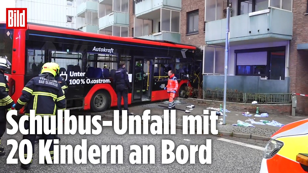 BAD OLDESLOE: BAD OLDESLOE: Linienbus übersieht Kreisverkehr und kracht in Hauswand