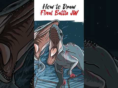 How to Draw Final Battle Jurassic World Indominus vs Mosasaurus Trex Blue Raptor #shorts #dinosaurs