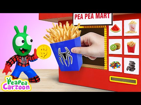 Pea Pea Transforms into Superheroes with Food Vending Machine - Adventure for kids