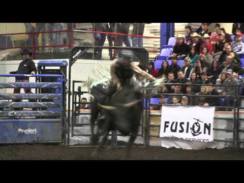 Derek Creswell 84.5 on Armstrong's 987 Snake Bite. Fort St. John, BC PBR '13