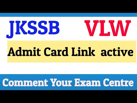 Jkssb VLW Admit Cards Link Active #jkssbvlw  #jkssb