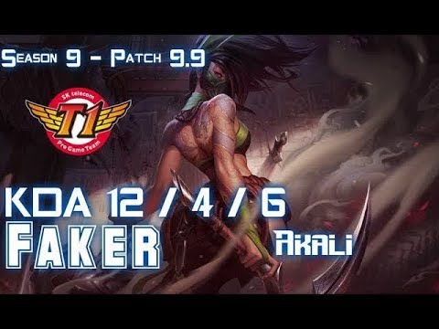 SKT T1 Faker AKALI vs AHRI Mid - Patch 9.9 KR Ranked